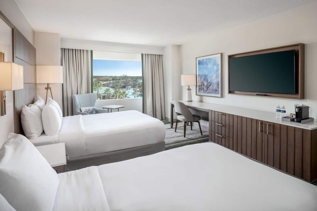 Disney Hollywood Studios View 2 Queen Beds | Premium bedding, in-room safe, desk, blackout drapes