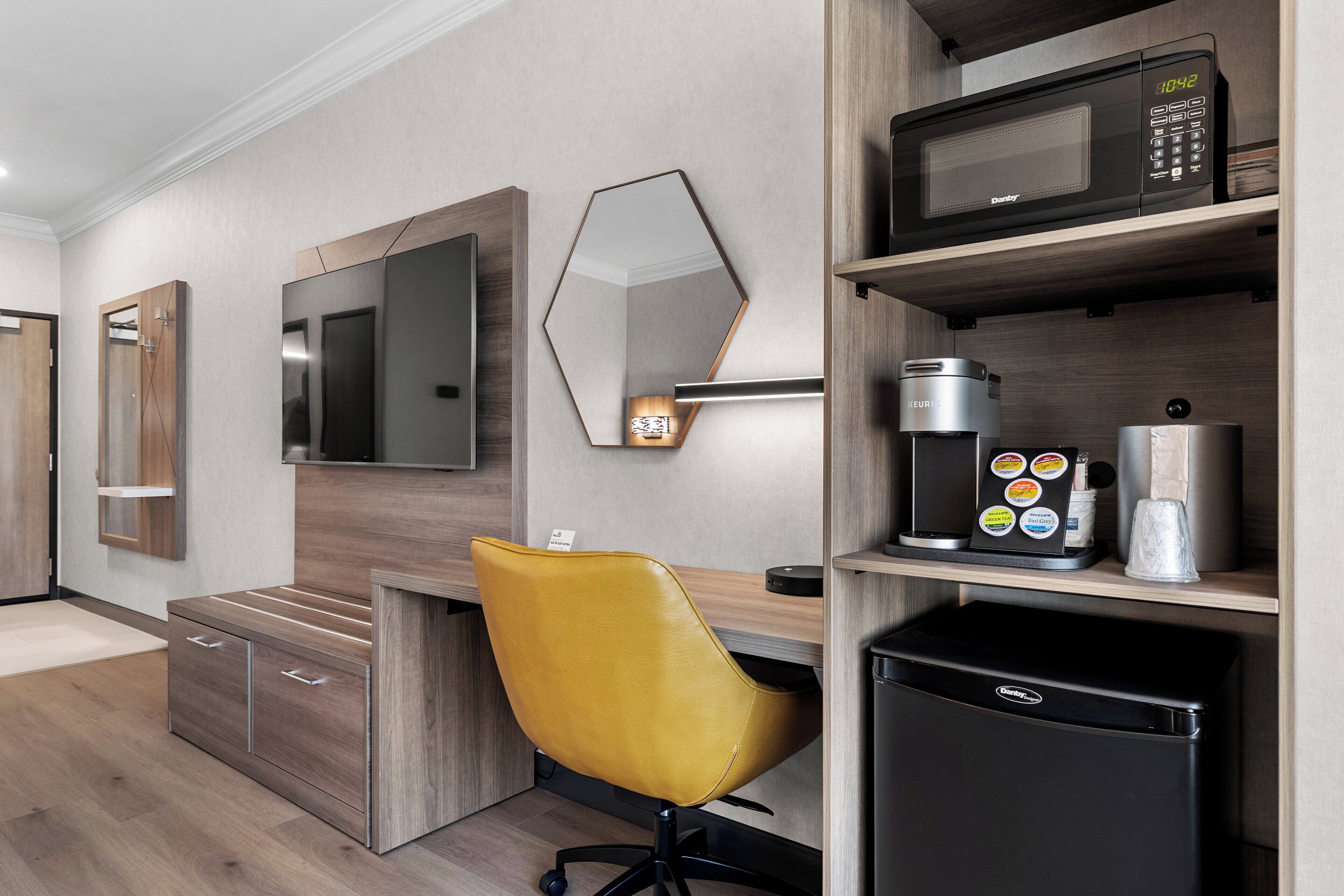 Desk, blackout curtains, iron/ironing board, cots/infant beds