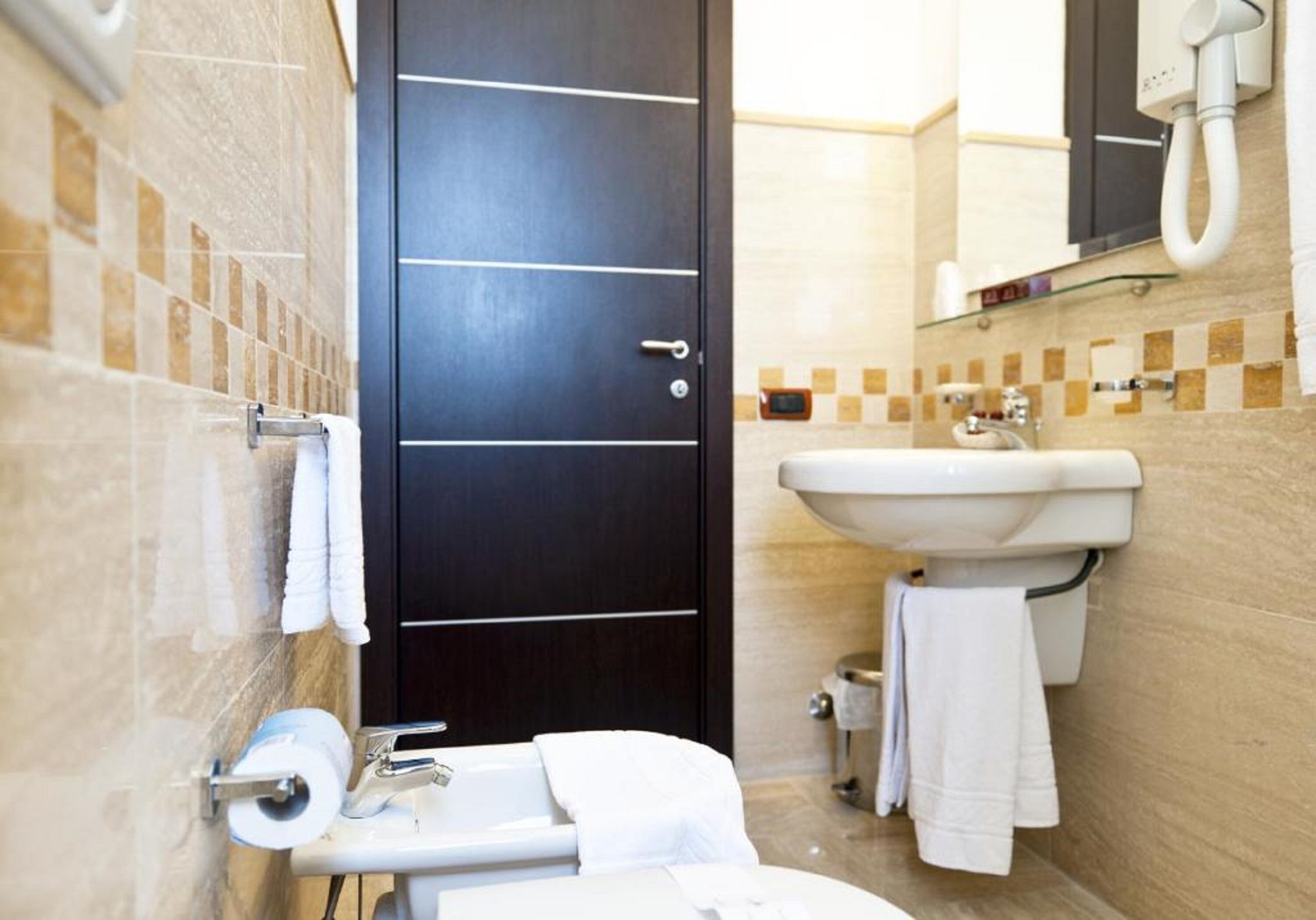 shower, free toiletries, hair dryer, bidet