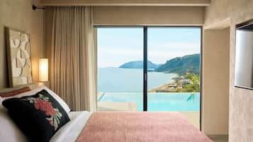 Open Plan Suite Sea View Private Pool | In-room safe, free WiFi, bed sheets