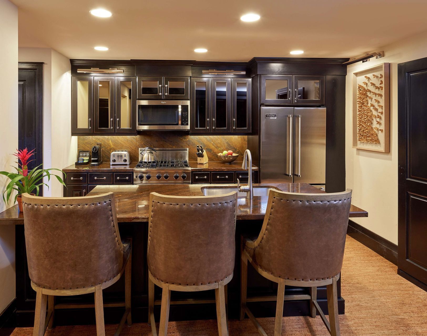 Fridge, microwave, coffee/tea maker, highchair