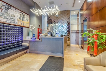 Hotel entrance and lobby at Blue Angel Hotel NYC