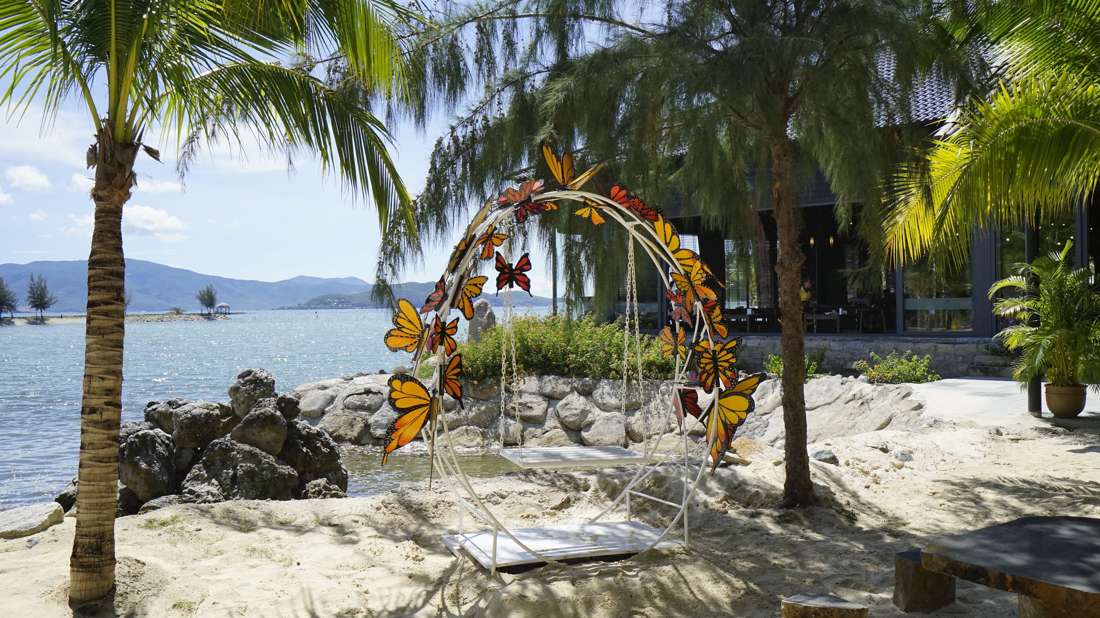 beach nearby, white sand