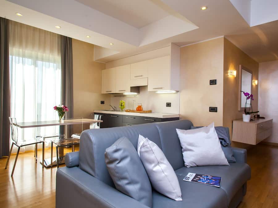 40-inch flat-screen TV with satellite channels, TV