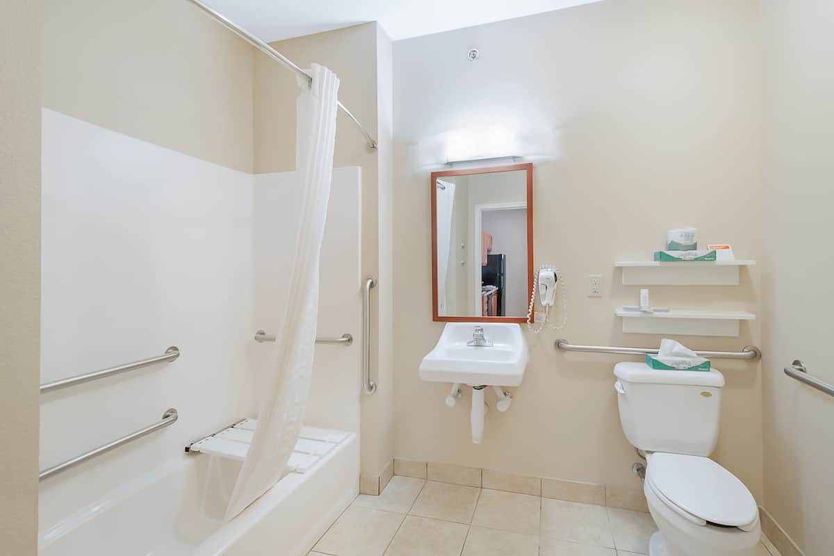 free toiletries, hair dryer, towels