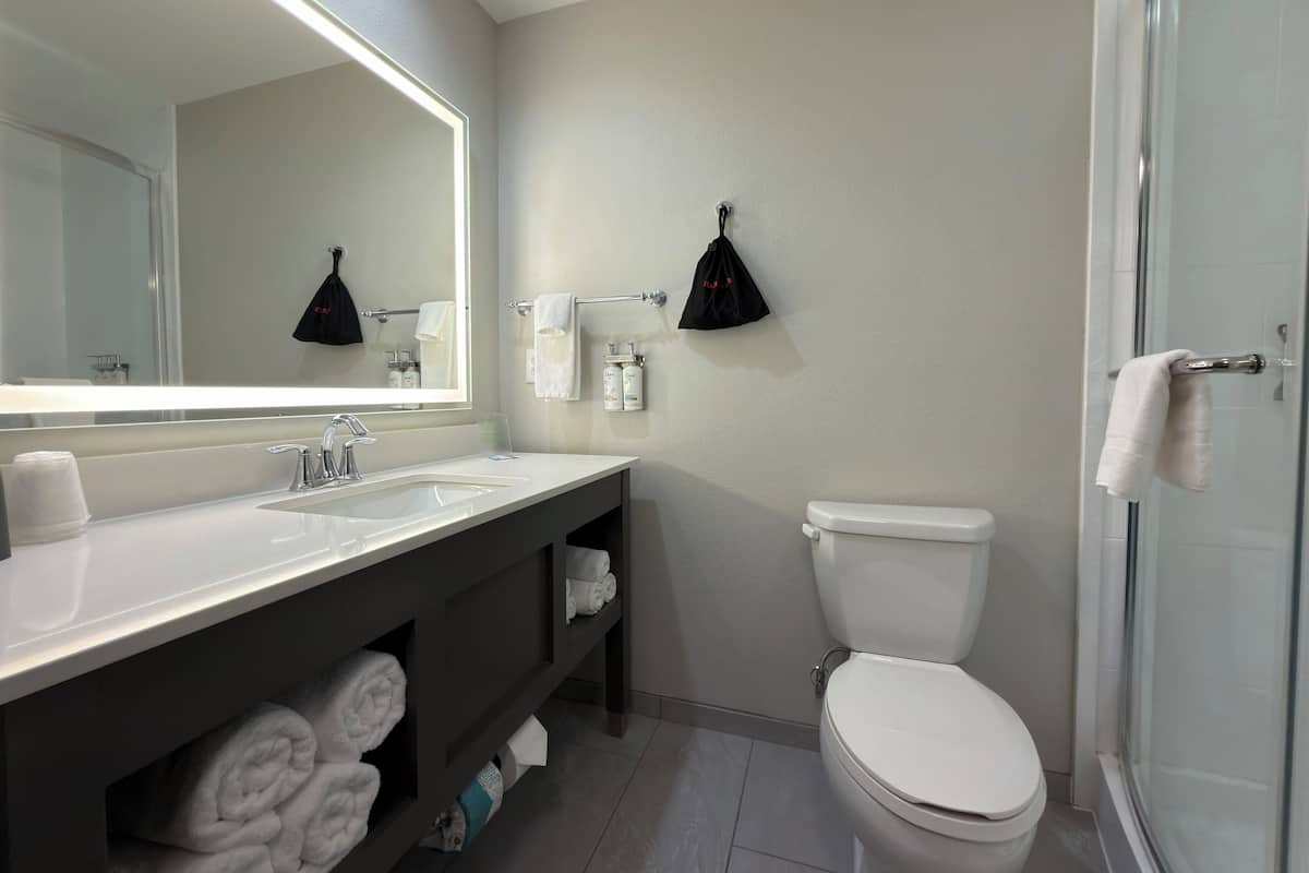 Free toiletries, hair dryer, towels, soap