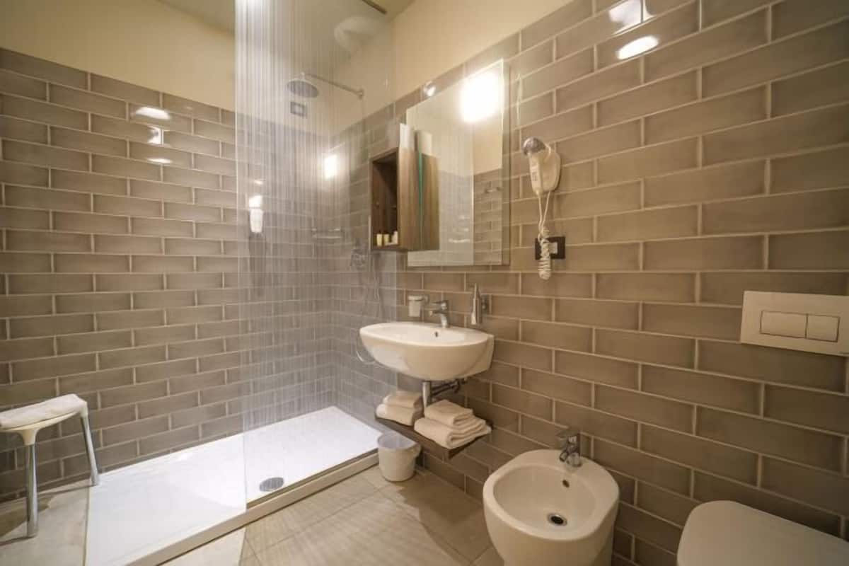 Hair dryer, bidet, towels