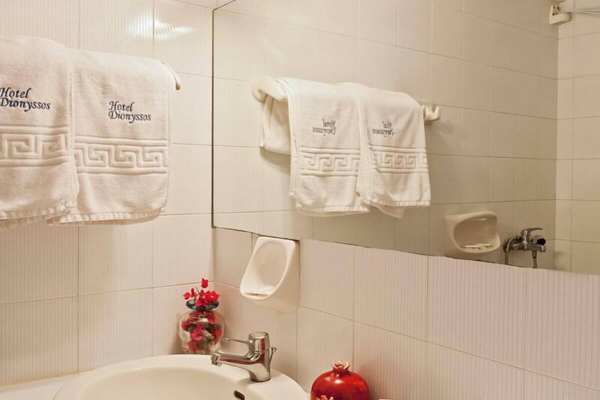 shower, rainfall showerhead, hair dryer, towels