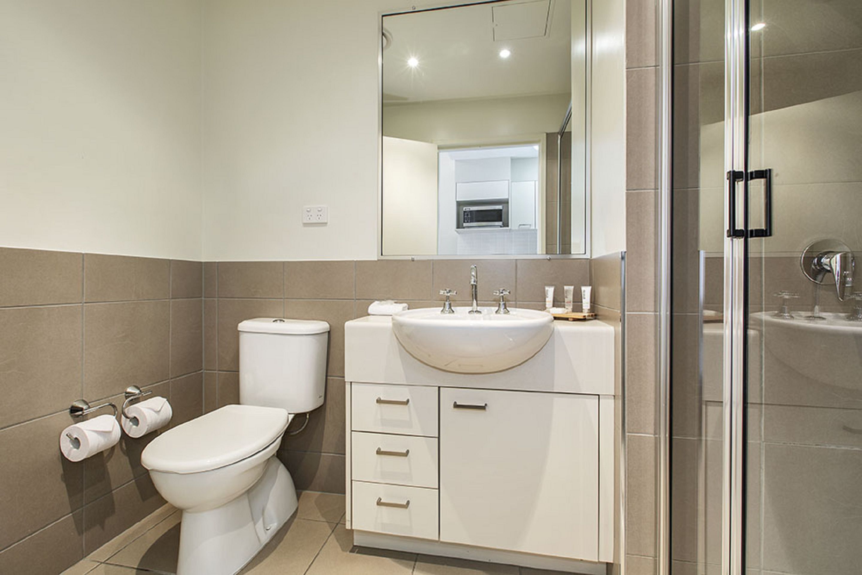 free toiletries, hair dryer, towels