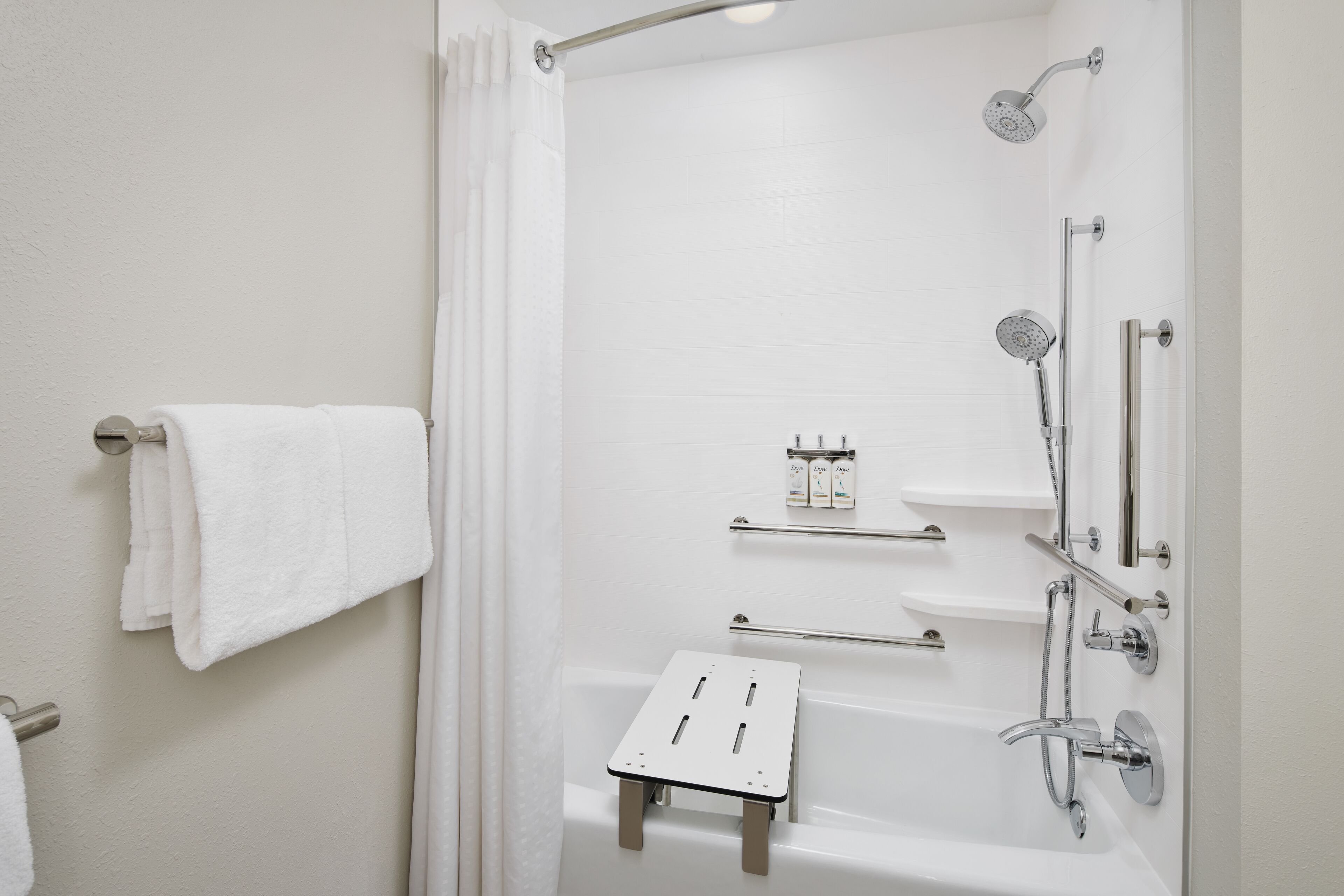 free toiletries, hair dryer, towels