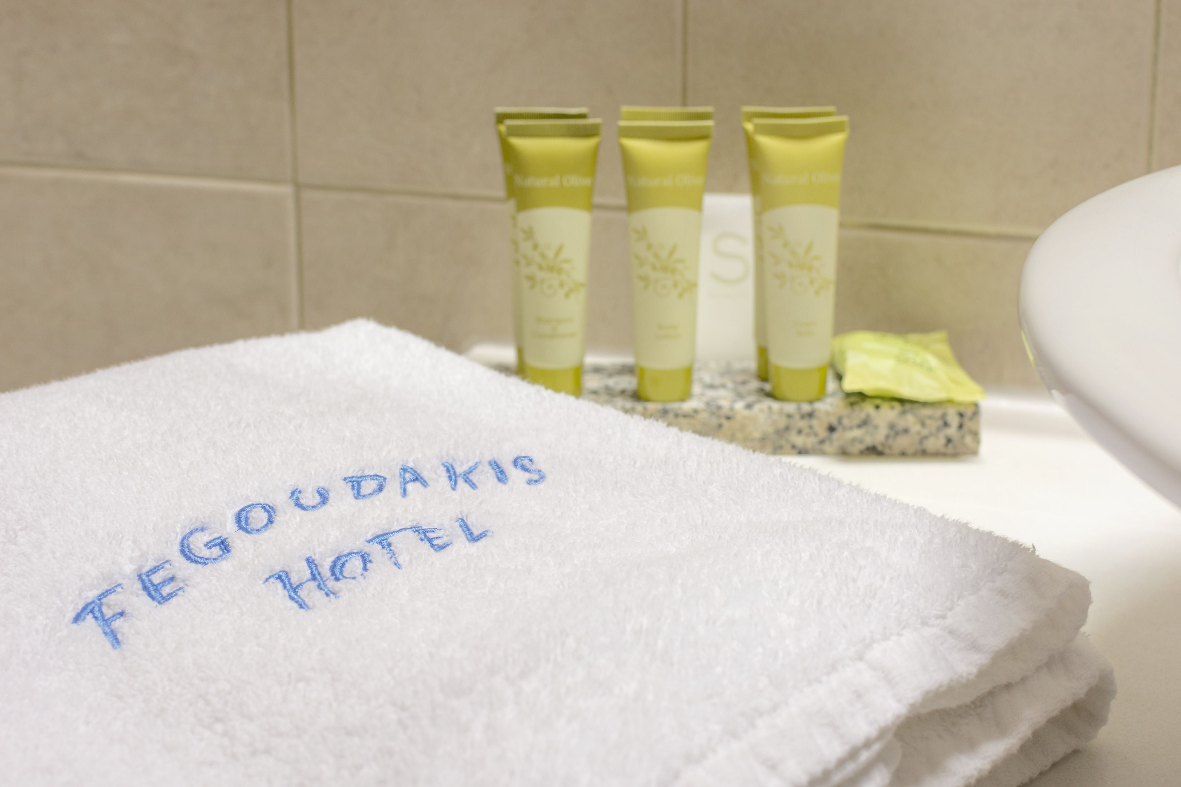 free toiletries, hair dryer, towels