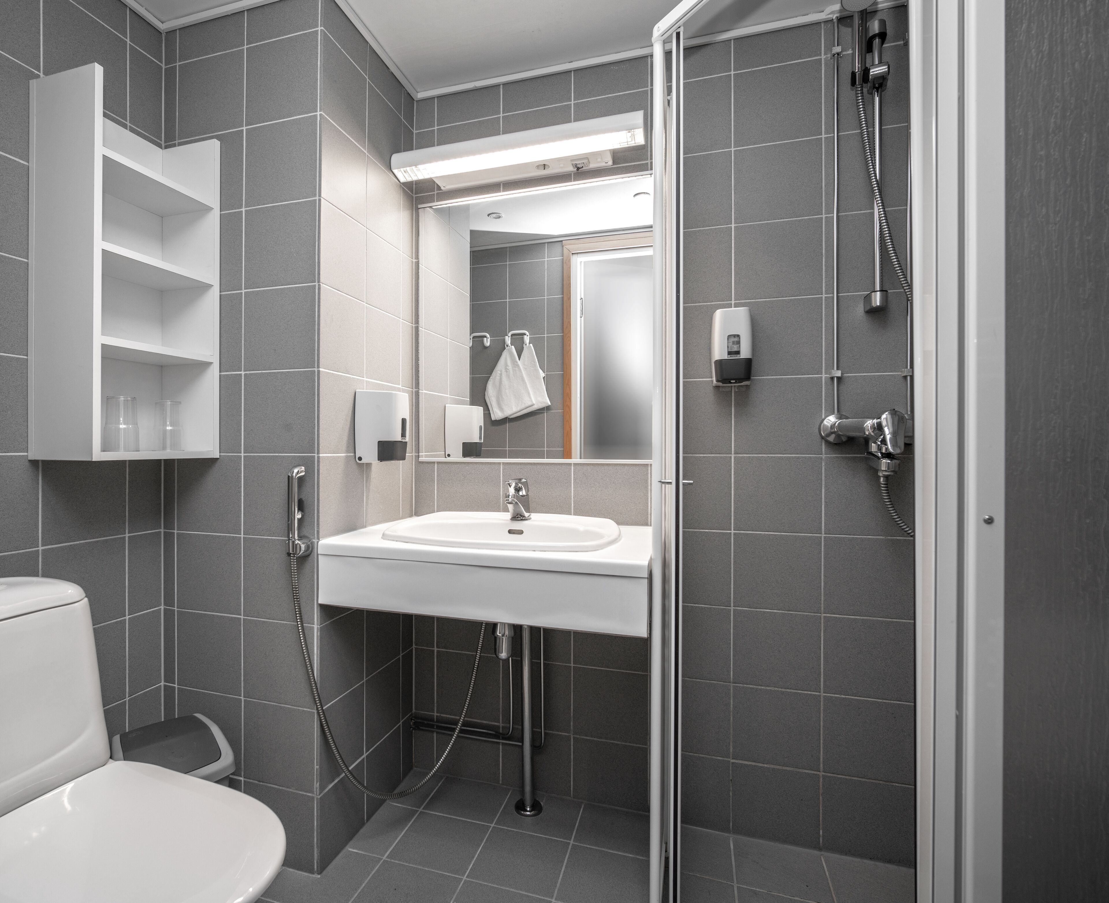 standard room | bathroom | shower, hair dryer, bidet, towels