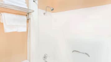 Shower, free toiletries, towels