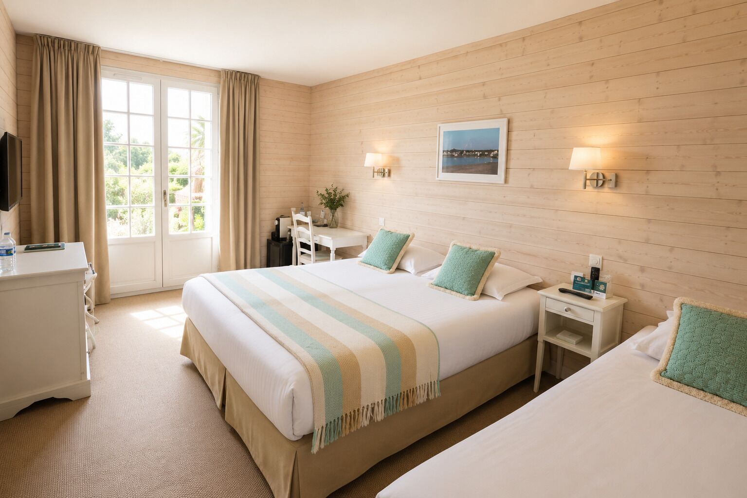 Habitación triple | Ropa de cama de alta calidad y caja de seguridad en la habitación 