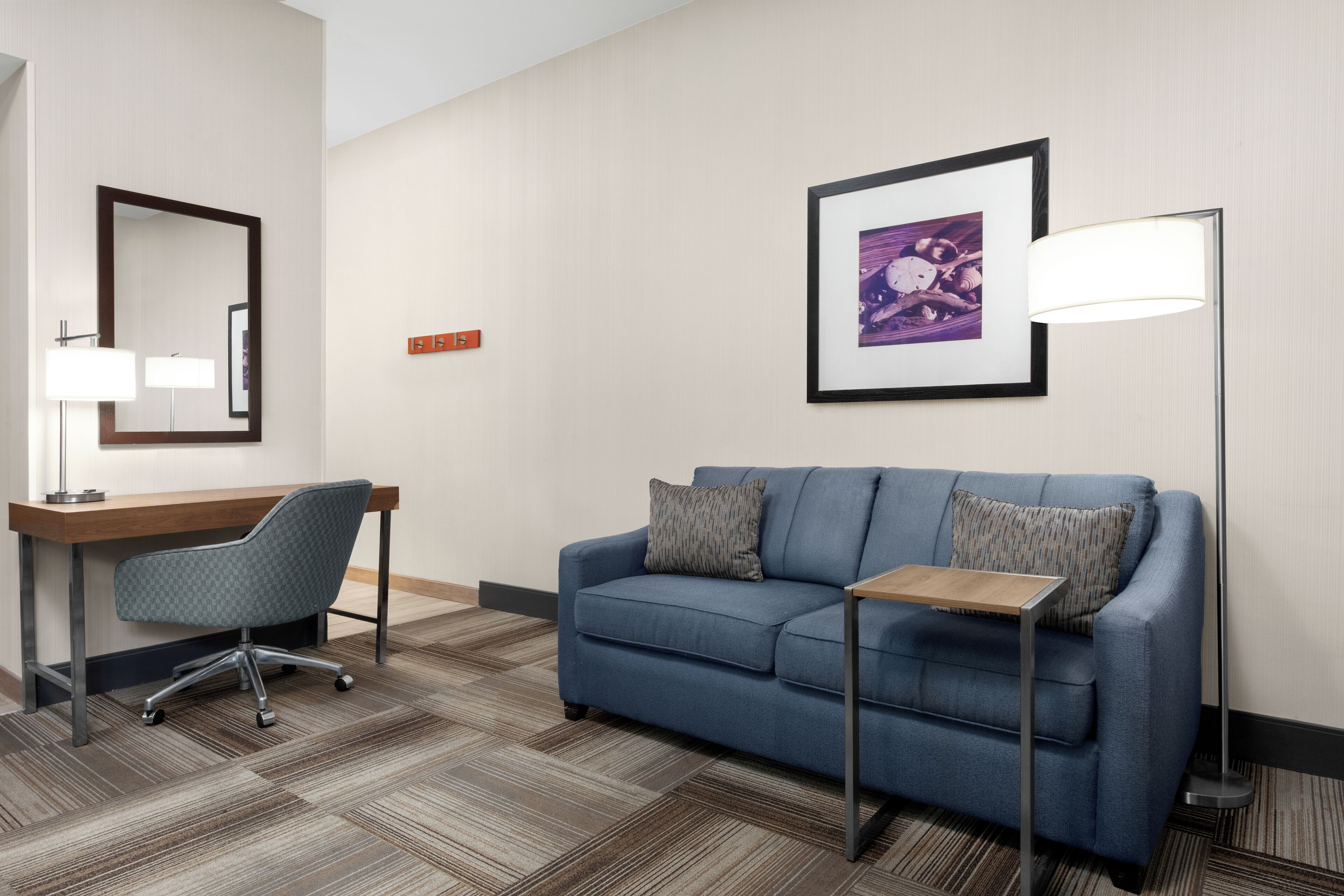 Hypo-allergenic bedding, blackout drapes, iron/ironing board