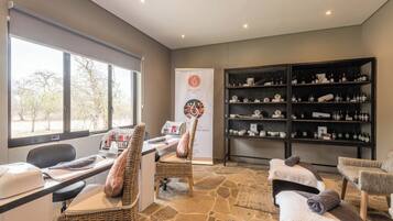 Steam room, hot stone massages, deep-tissue massages, Swedish massages