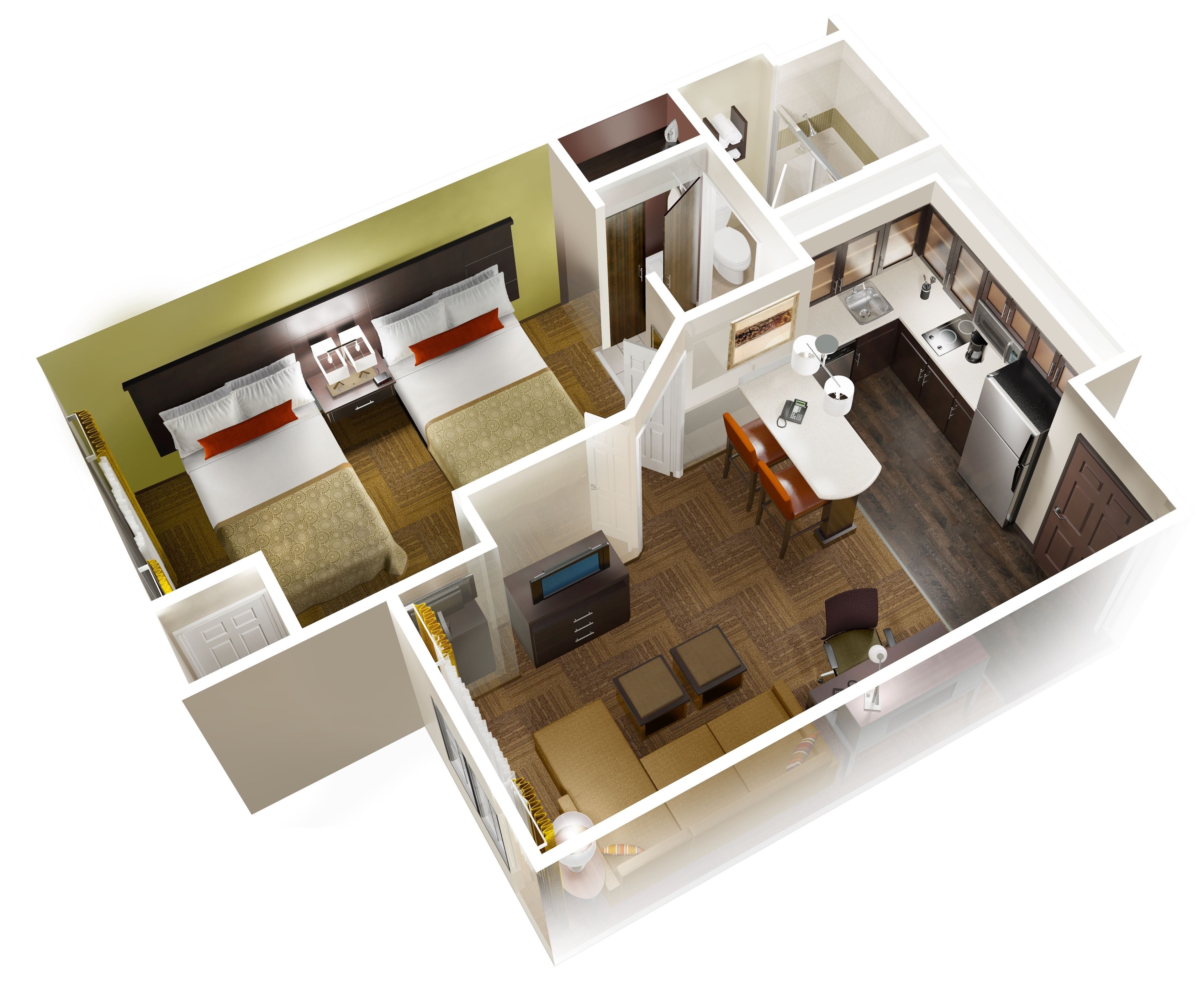 suite, 1 bedroom, kitchen | floor plan