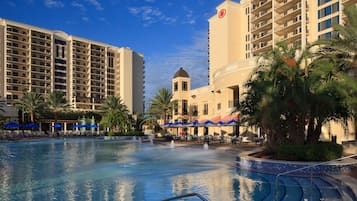 2 outdoor pools, pool umbrellas, sun loungers