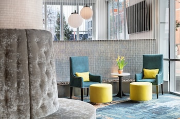 Sitting area in hotel lobby at Hotel Indigo San Diego-Gaslamp Quarter by IHG