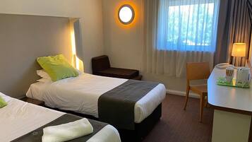 Individually decorated, individually furnished, desk, laptop workspace