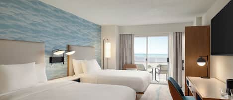 Room, 2 Queen Beds, Non Smoking, Oceanfront 1st Floor | In-room safe, desk, laptop workspace, blackout curtains