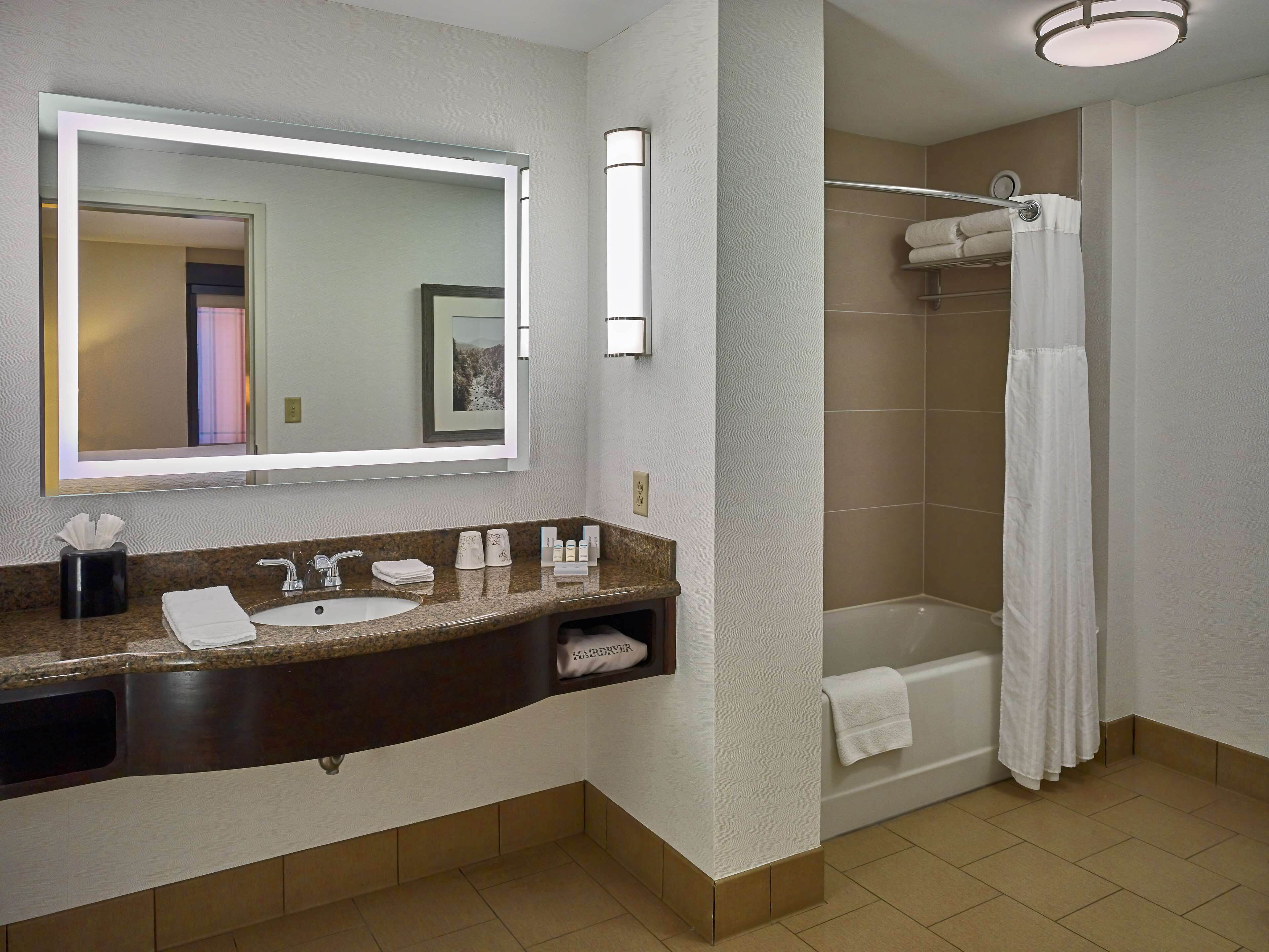 free toiletries, hair dryer, towels