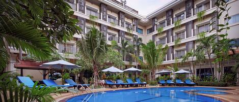 Indoor pool, open 7:30 AM to 11 PM, sun loungers