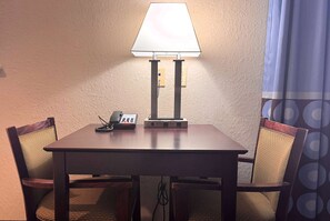 Individually decorated, individually furnished, desk, laptop workspace
