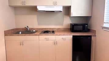 Fridge, microwave, coffee/tea maker