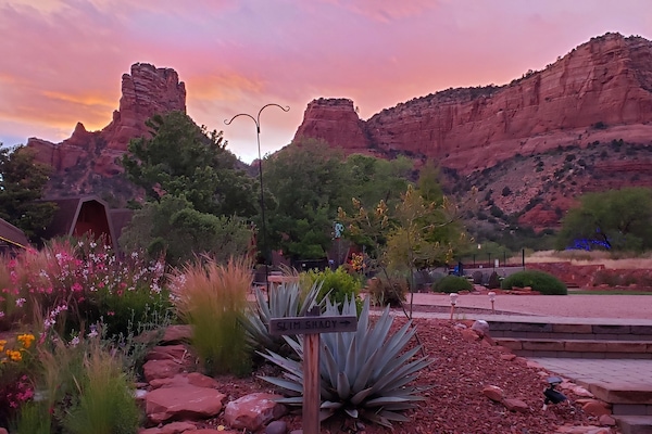 Utendørsbasseng, et oppvarmet basseng og solsenger