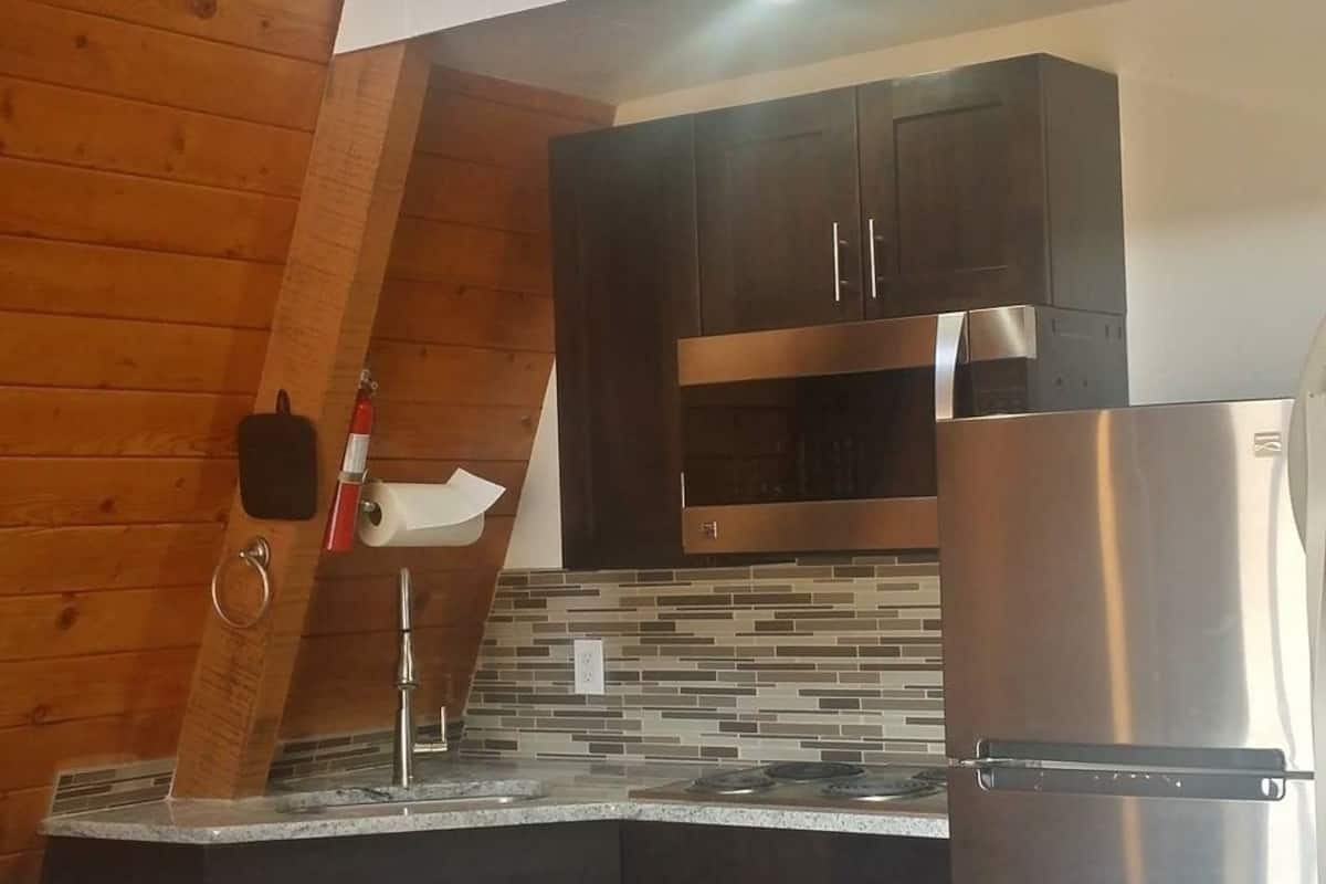 chalet, kitchen, mountain view | private kitchen | fridge, microwave, oven, stovetop