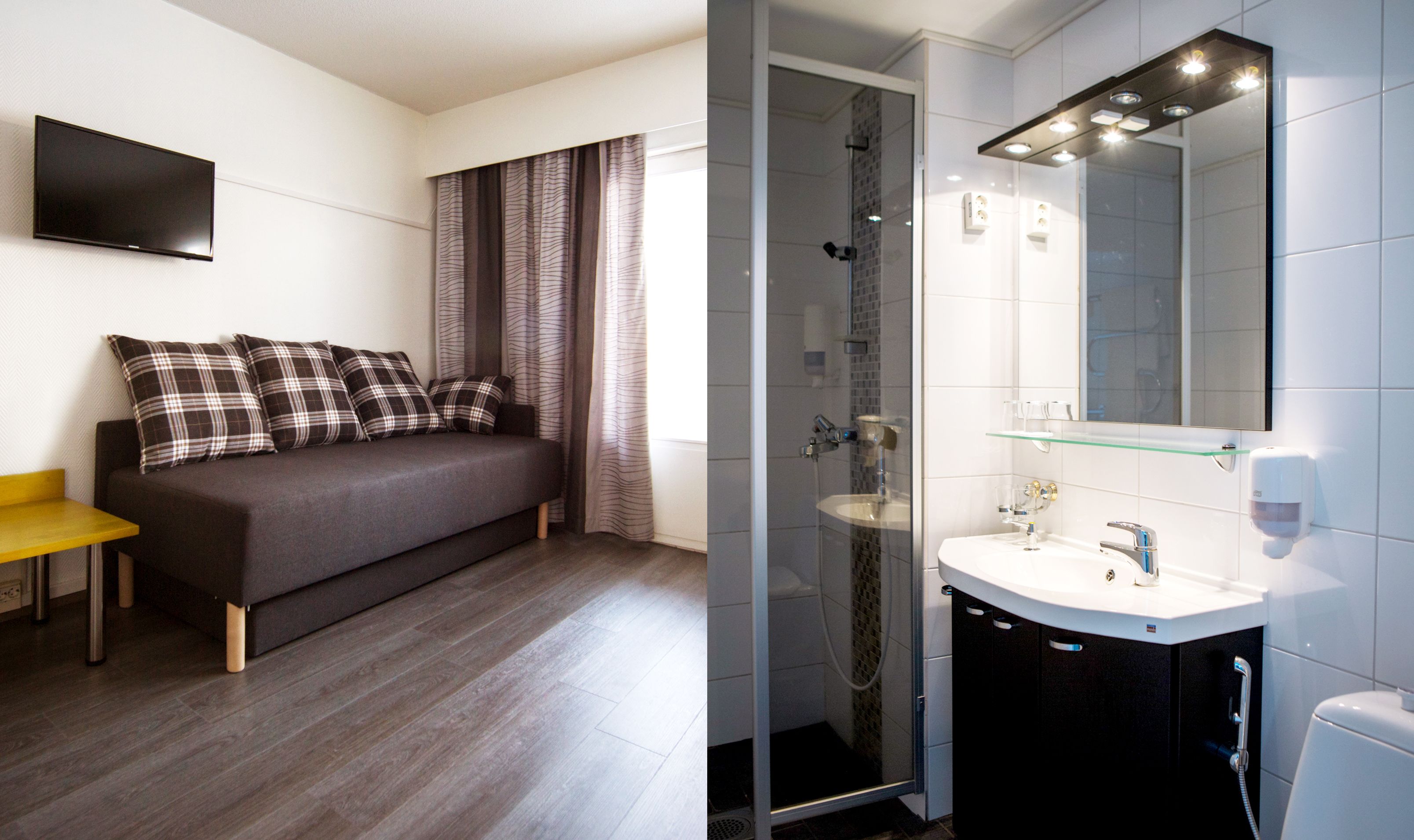 family room | bathroom | shower, hair dryer, towels