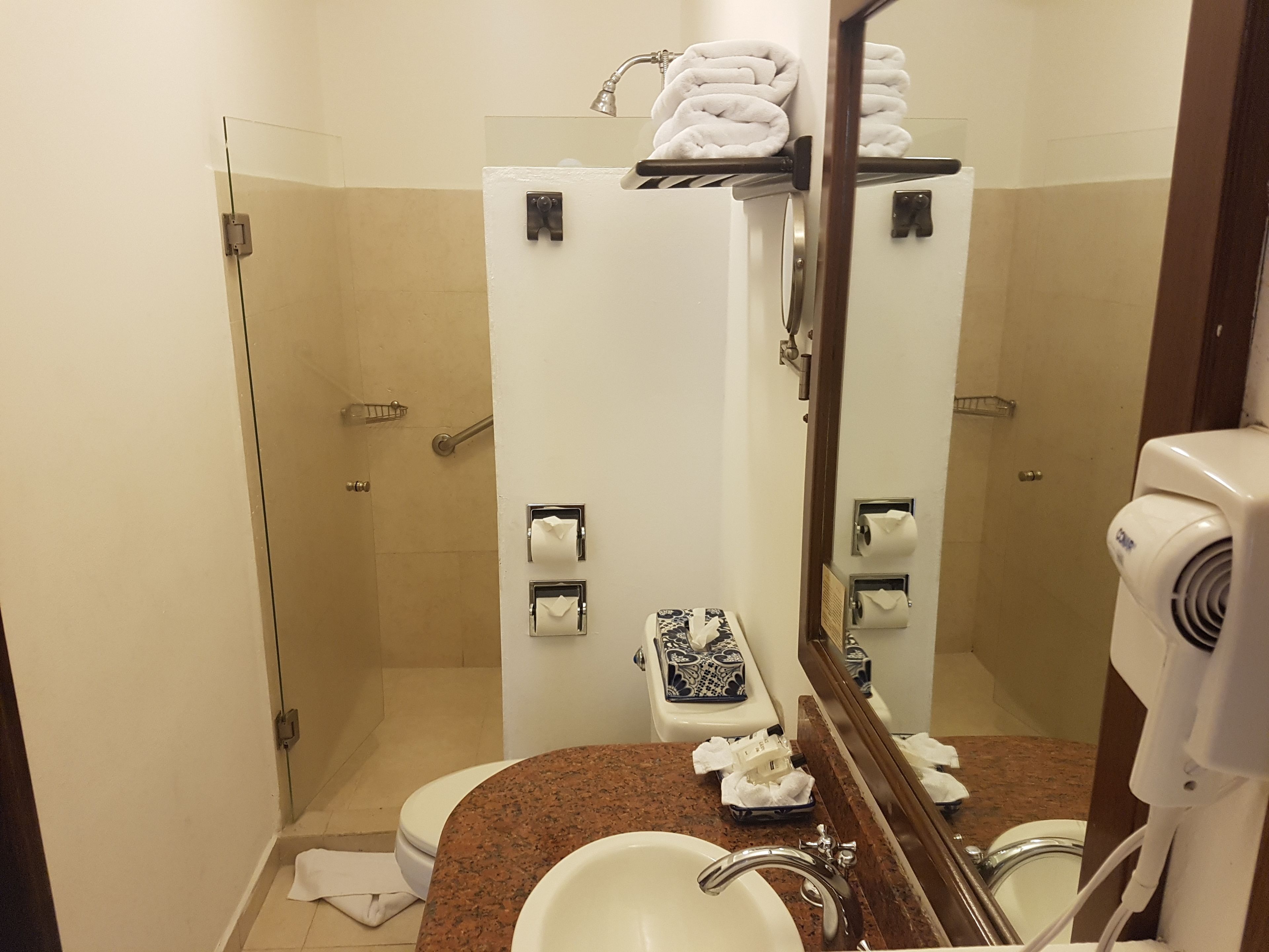 junior suite, 2 double beds | bathroom | shower, designer toiletries, hair dryer, towels