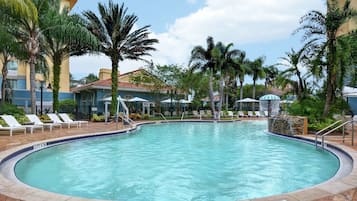 Outdoor pool, pool loungers