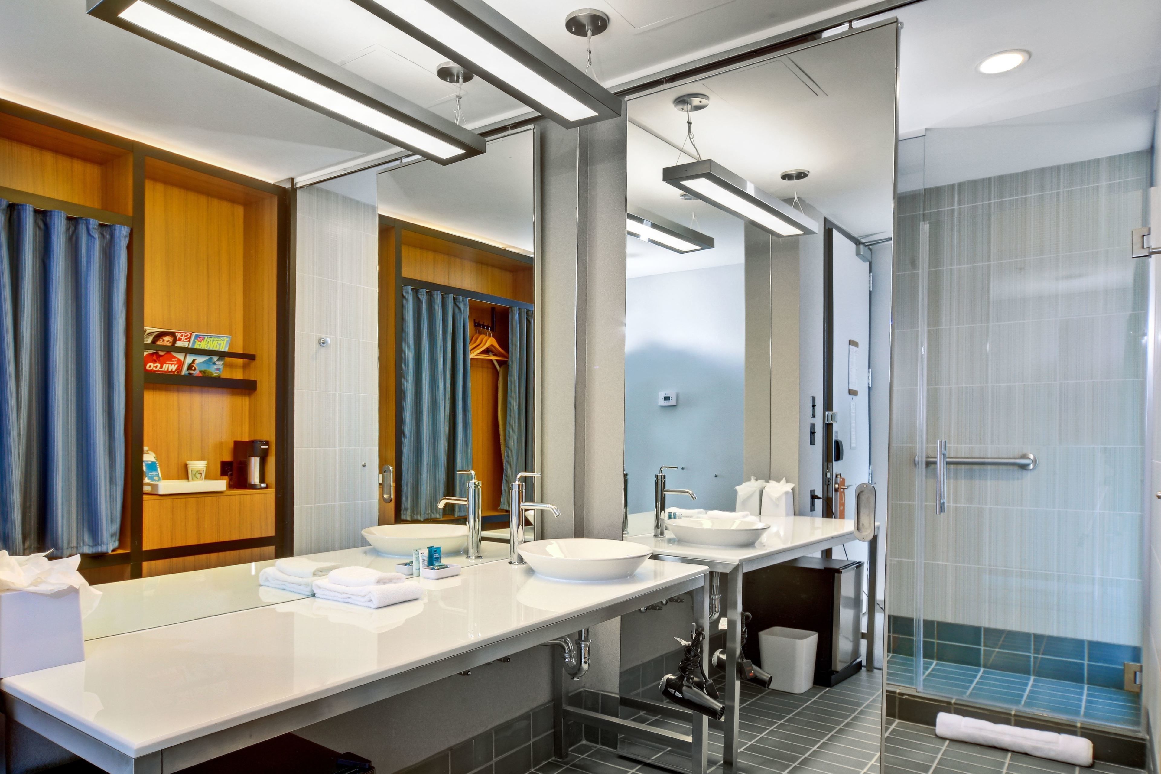 free toiletries, hair dryer, towels