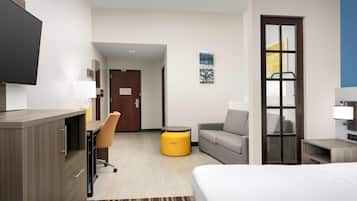 Pillow-top beds, desk, laptop workspace, iron/ironing board