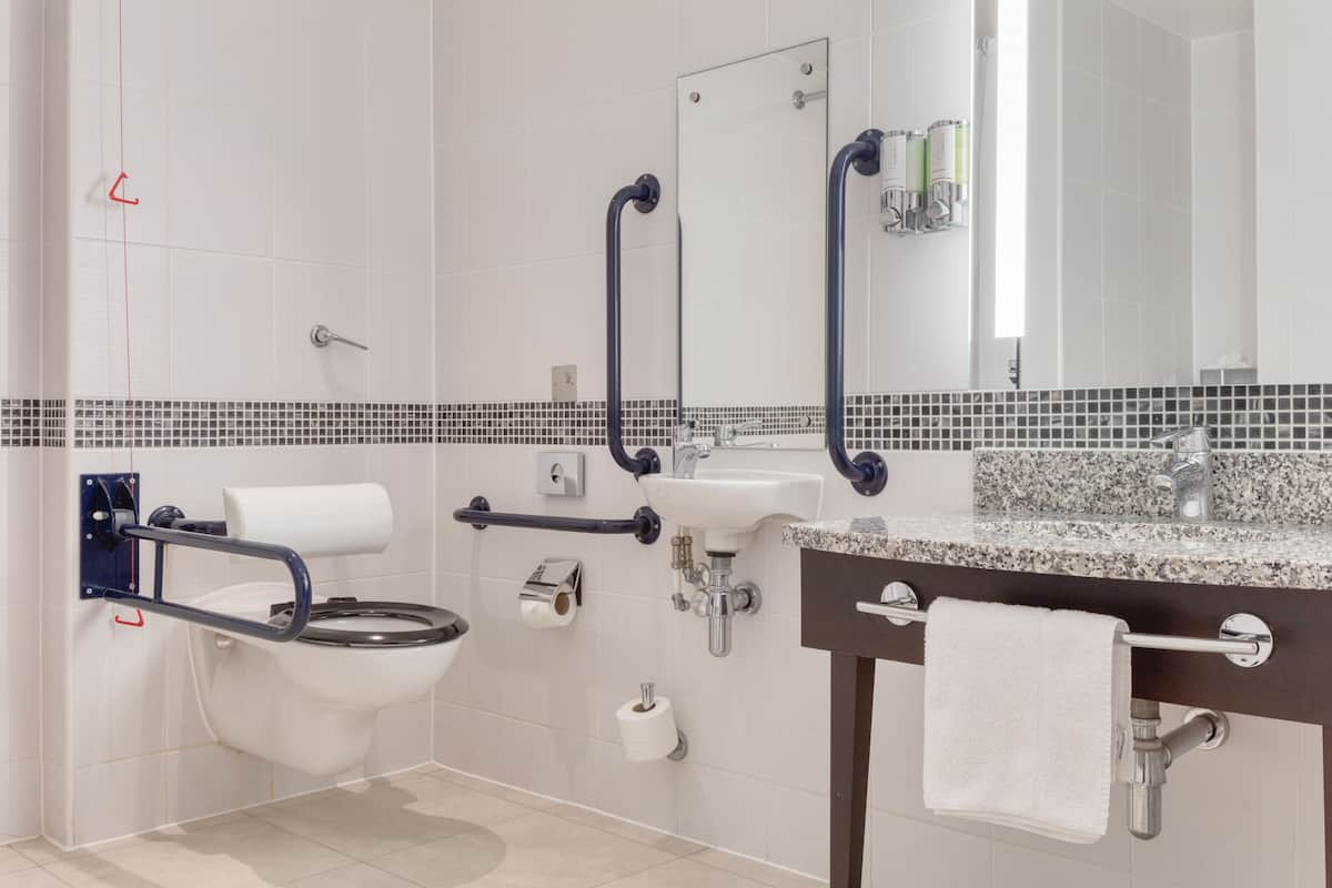 shower, eco-friendly toiletries, hair dryer, bathrobes