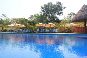2 outdoor pools, open 8:00 AM to 9:00 PM, pool umbrellas, sun loungers
