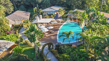 2 outdoor pools, open 8:00 AM to 9:00 PM, pool umbrellas, pool loungers