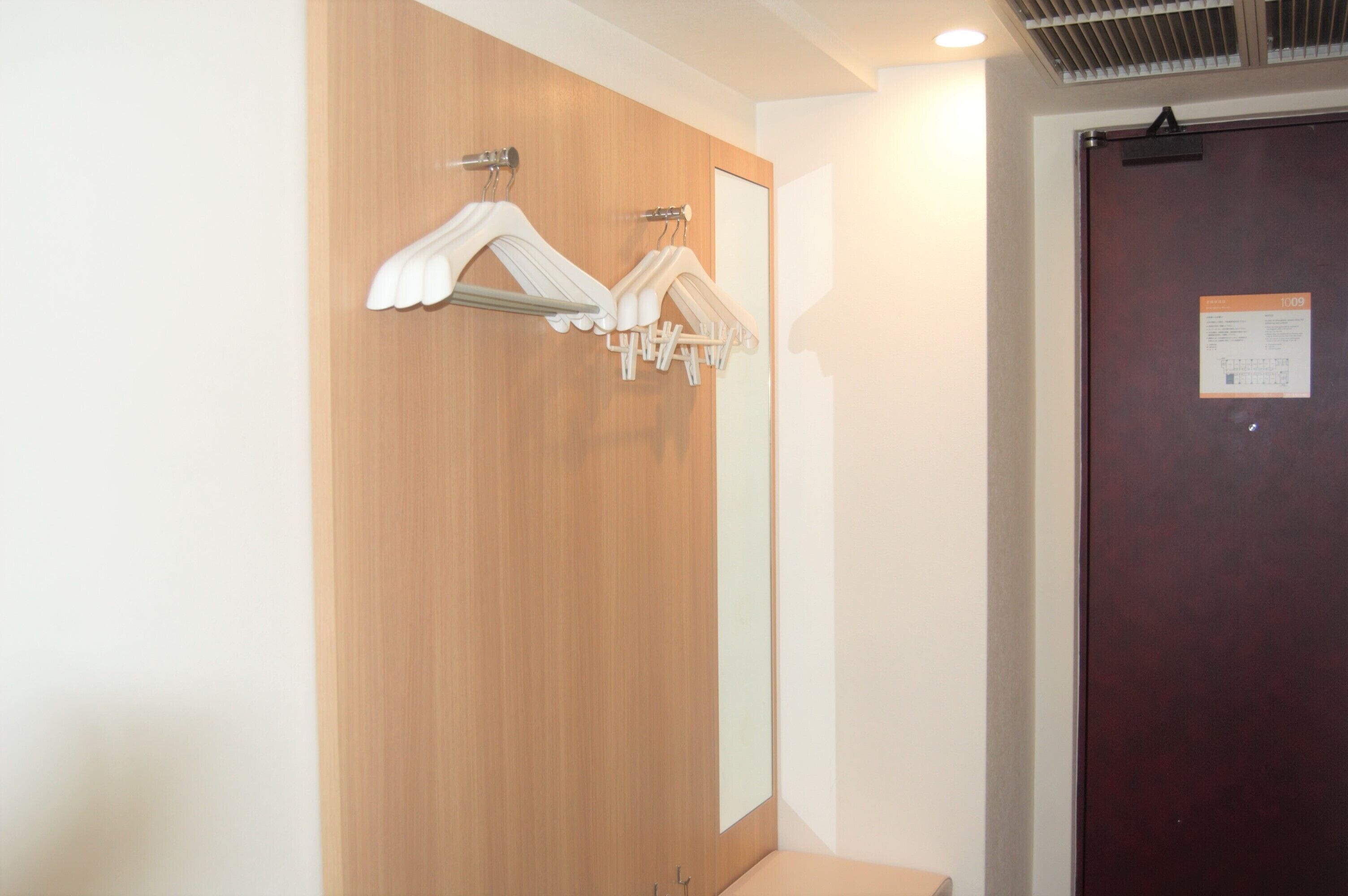 Desk, laptop workspace, blackout curtains, iron/ironing board