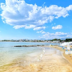 Private beach, beach umbrellas, fishing