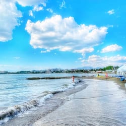 Private beach, beach umbrellas, fishing