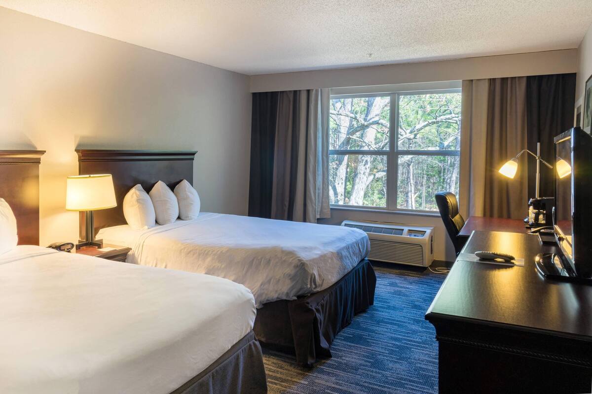 Kamer, 2 queensize bedden, toegankelijk voor mindervaliden, niet-roken | Een bureau, een laptopwerkplek, verduisterende gordijnen