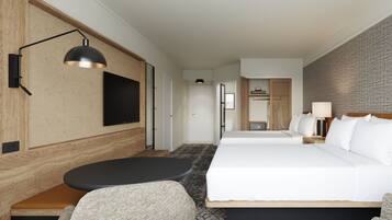 Ropa de cama de alta calidad y caja de seguridad en la habitación