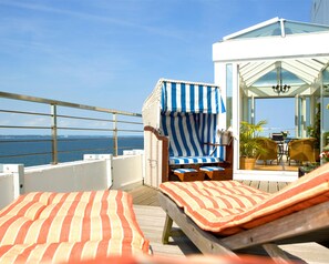 Utsikt mot strand/hav