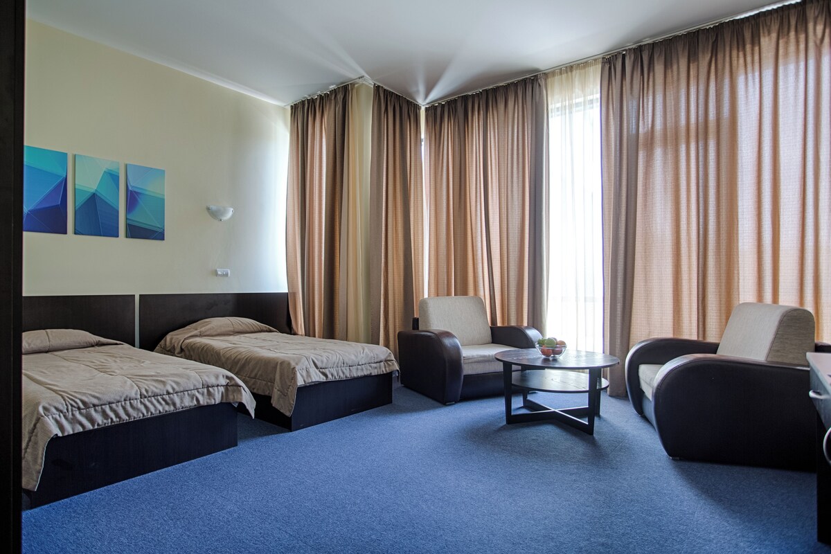 Business Twin Room | Minibar, desk, laptop workspace, blackout drapes