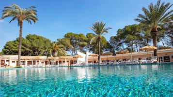 Outdoor pool, open 11:00 AM to 7:00 PM, pool umbrellas, sun loungers