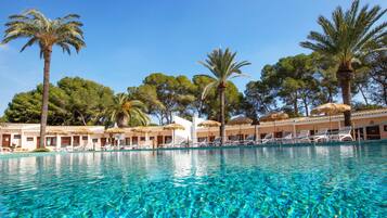 Outdoor pool, open 11:00 AM to 7:00 PM, pool umbrellas, pool loungers