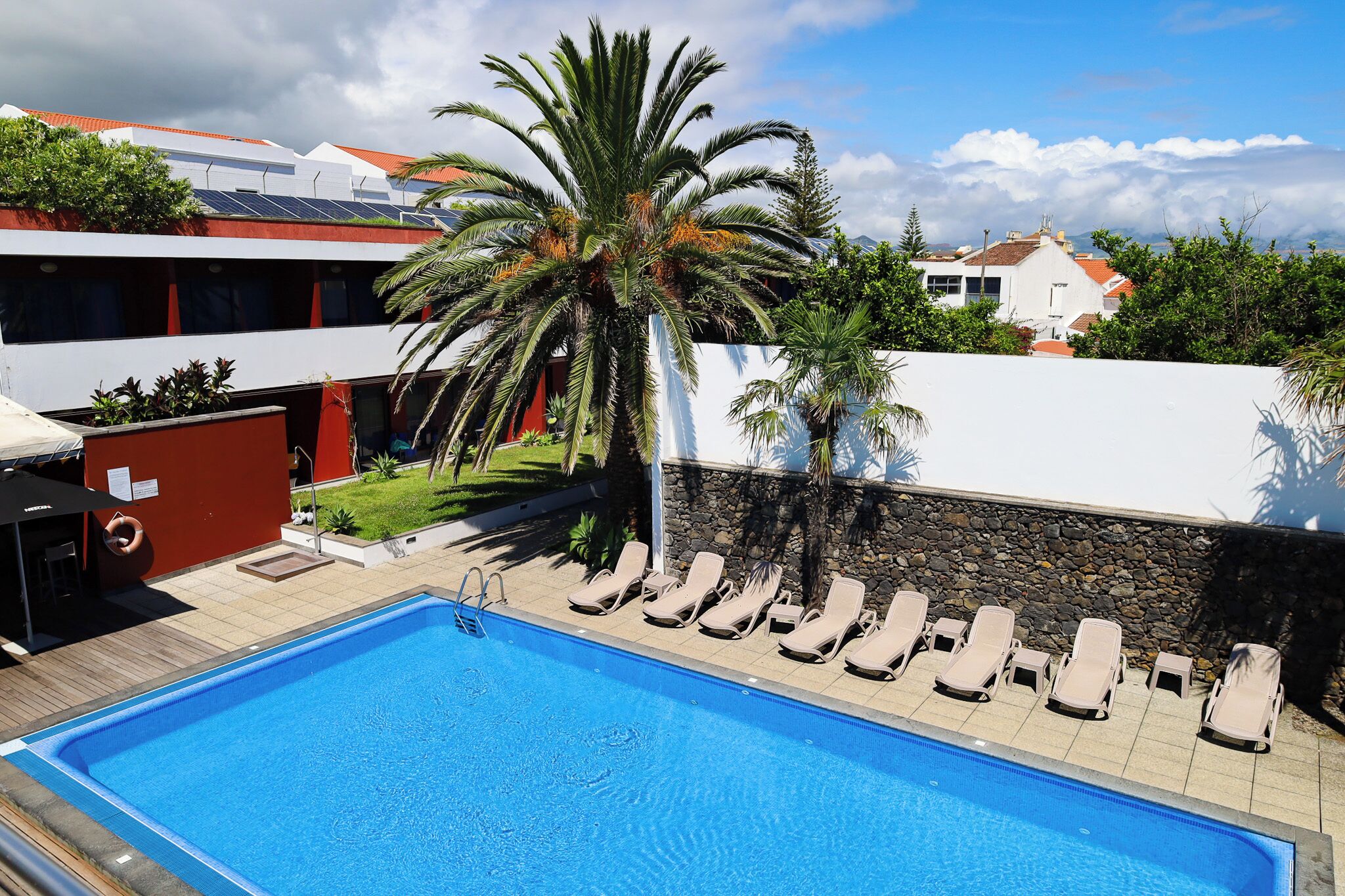 Indoor pool, outdoor pool, pool loungers