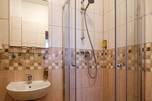 Economy Single Room (Attic) | Bathroom | Shower, designer toiletries, hair dryer, towels